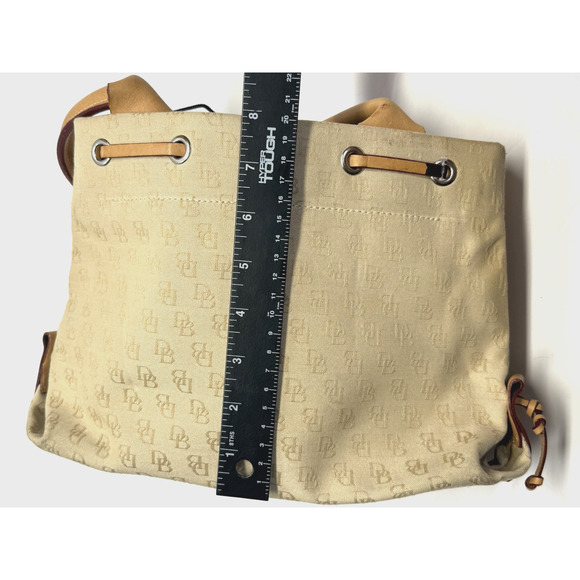 Dooney & Bourke Mini Tassel Tote Monogram Canvas Leather Trim H538QBO Beige - Picture 8 of 11